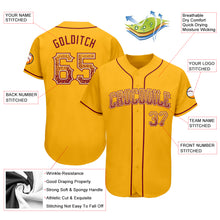 Load image into Gallery viewer, Custom Gold Crimson-Cream Authentic Drift Fashion Baseball Jersey
