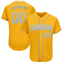 Load image into Gallery viewer, Custom Gold Light Blue-White Authentic Drift Fashion Baseball Jersey
