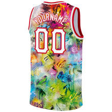 Load image into Gallery viewer, Custom Scratch Graffiti Pattern White-Red 3D Authentic Basketball Jersey
