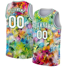 Load image into Gallery viewer, Custom Scratch Graffiti Pattern White-Kelly Green 3D Authentic Basketball Jersey
