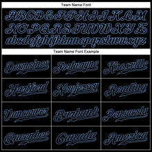 Load image into Gallery viewer, Custom Graffiti Pattern Black-Light Blue 3D Authentic Baseball Jersey
