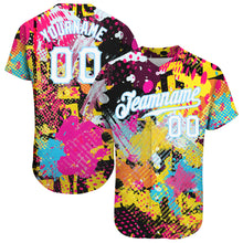 Load image into Gallery viewer, Custom Graffiti Bright Psychedelic Pattern White-Light Blue 3D Authentic Baseball Jersey
