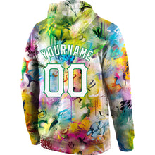 Load image into Gallery viewer, Custom Stitched Graffiti Pattern White-Kelly Green 3D Sports Pullover Sweatshirt Hoodie
