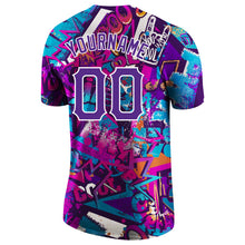 Load image into Gallery viewer, Custom Graffiti Pattern Purple-White 3D Performance T-Shirt
