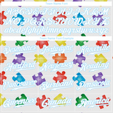 Load image into Gallery viewer, Custom Autism Awareness Puzzle Pieces White-Light Blue 3D Authentic Baseball Jersey
