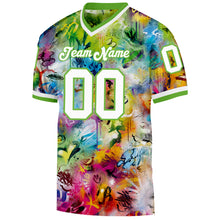 Load image into Gallery viewer, Custom Graffiti Pattern White-Neon Green 3D Mesh Authentic Throwback Football Jersey
