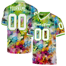 Load image into Gallery viewer, Custom Graffiti Pattern White-Neon Green 3D Mesh Authentic Throwback Football Jersey
