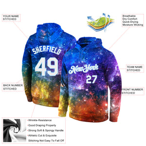 Custom Stitched Galactic White-Light Blue 3D Sports Pullover Sweatshirt Hoodie