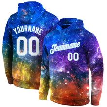 Load image into Gallery viewer, Custom Stitched Galactic White-Light Blue 3D Sports Pullover Sweatshirt Hoodie
