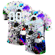 Load image into Gallery viewer, Custom Splashes Graffiti Pattern White-Light Blue 3D Performance T-Shirt
