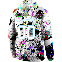 Load image into Gallery viewer, Custom Stitched Splashes Graffiti Pattern White-Light Blue 3D Sports Pullover Sweatshirt Hoodie
