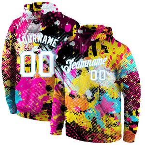 Custom Stitched Graffiti Bright Psychedelic Pattern White-Light Blue 3D Sports Pullover Sweatshirt Hoodie