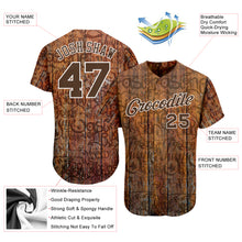 Load image into Gallery viewer, Custom Graffiti Pattern Brown-White 3D Wood Authentic Baseball Jersey
