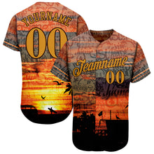 Load image into Gallery viewer, Custom Graffiti Pattern Gold-Brown 3D Beach Authentic Baseball Jersey
