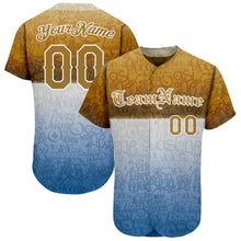 Load image into Gallery viewer, Custom Graffiti Pattern Gold-White 3D Chicano Authentic Baseball Jersey
