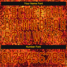 Load image into Gallery viewer, Custom Graffiti Pattern Red-Gold 3D Fire Authentic Baseball Jersey
