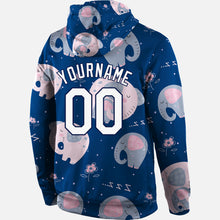 Load image into Gallery viewer, Custom Stitched Graffiti Pattern White-Navy 3D Elephant Sports Pullover Sweatshirt Hoodie
