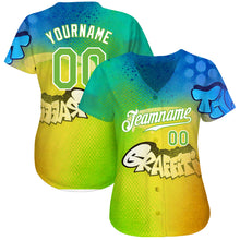 Load image into Gallery viewer, Custom Graffiti Pattern Neon Green-White 3D Authentic Baseball Jersey
