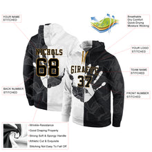 Load image into Gallery viewer, Custom Stitched Graffiti Pattern Black-Old Gold 3D Sports Pullover Sweatshirt Hoodie
