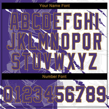 Load image into Gallery viewer, Custom Graffiti Pattern Purple-Old Gold 3D Authentic Baseball Jersey
