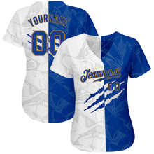 Load image into Gallery viewer, Custom Graffiti Pattern Royal-Old Gold 3D Authentic Baseball Jersey
