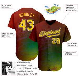 Custom Graffiti Pattern Gold-Black 3D Authentic Baseball Jersey