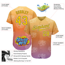 Load image into Gallery viewer, Custom Graffiti Pattern Gold-Black 3D Authentic Baseball Jersey
