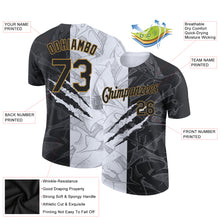 Load image into Gallery viewer, Custom Graffiti Pattern Black-Old Gold Scratch 3D Performance T-Shirt
