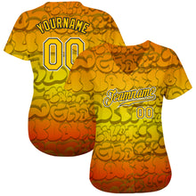 Load image into Gallery viewer, Custom Graffiti Pattern Gold-Black 3D Authentic Baseball Jersey
