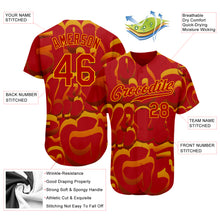 Load image into Gallery viewer, Custom Graffiti Pattern Red-Gold 3D Authentic Baseball Jersey
