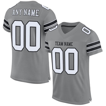 Custom Gray White-Black Mesh Authentic Football Jersey