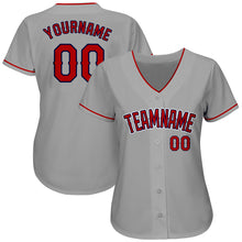 Load image into Gallery viewer, Custom Gray Red-Navy Authentic Baseball Jersey
