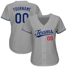 Load image into Gallery viewer, Custom Gray Royal-Red Authentic Baseball Jersey
