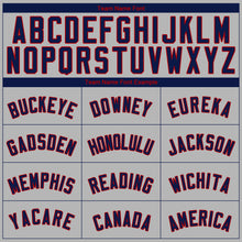 Load image into Gallery viewer, Custom Gray Navy-Red Authentic Baseball Jersey
