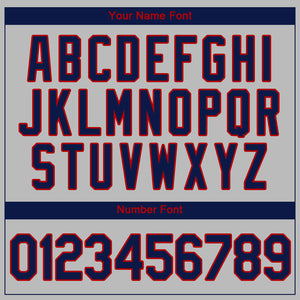 Custom Gray Navy-Red Authentic Baseball Jersey