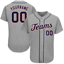 Load image into Gallery viewer, Custom Gray Navy-Orange Authentic Baseball Jersey
