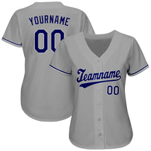 Load image into Gallery viewer, Custom Gray Royal-White Authentic Baseball Jersey
