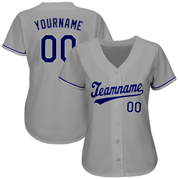 Custom Gray Royal-White Authentic Baseball Jersey