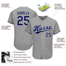 Load image into Gallery viewer, Custom Gray Royal-White Authentic Baseball Jersey
