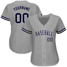 Load image into Gallery viewer, Custom Gray Navy-White Authentic Baseball Jersey
