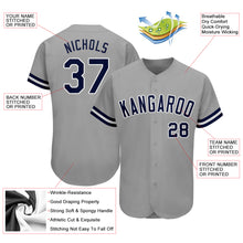 Load image into Gallery viewer, Custom Gray Navy-White Authentic Baseball Jersey
