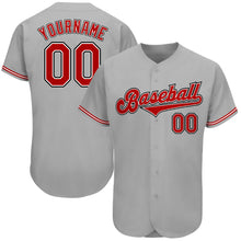 Load image into Gallery viewer, Custom Gray Red-Black Authentic Baseball Jersey
