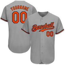 Load image into Gallery viewer, Custom Gray Orange-Black Authentic Baseball Jersey
