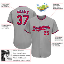 Load image into Gallery viewer, Custom Gray Red-Navy Authentic Baseball Jersey
