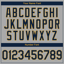 Load image into Gallery viewer, Custom Gray Navy-Old Gold Authentic Baseball Jersey

