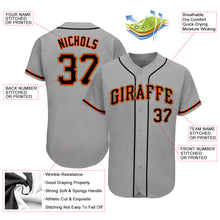 Load image into Gallery viewer, Custom Gray Black-Orange Authentic Baseball Jersey
