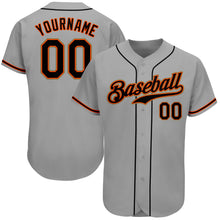 Load image into Gallery viewer, Custom Gray Black-Orange Authentic Baseball Jersey
