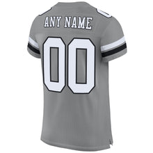 Load image into Gallery viewer, Custom Gray White-Black Mesh Authentic Football Jersey
