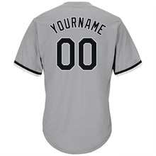 Load image into Gallery viewer, Custom Gray Black-White Authentic Throwback Rib-Knit Baseball Jersey Shirt
