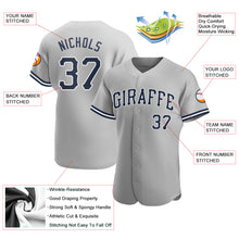 Load image into Gallery viewer, Custom Gray Navy-White Authentic Baseball Jersey
